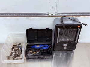 lot 80 image: Workshop Utility Bundle&nbspComfort Zone&nbspHeater,&nbspWEN&nbspRotary Tool, &amp&nbspT-Slot Clamps