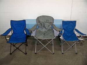 lot 16 image: (3) Outdoor  Camping Fold-Away Chairs