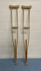 lot 85 image: Pair of Adjustable Wood  Wooden Crutches