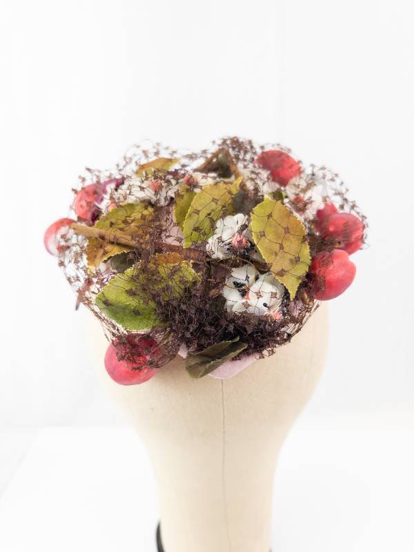 lot 125 image: Chanda for Harold Fascinator Headpiece - Pink Berry Netting