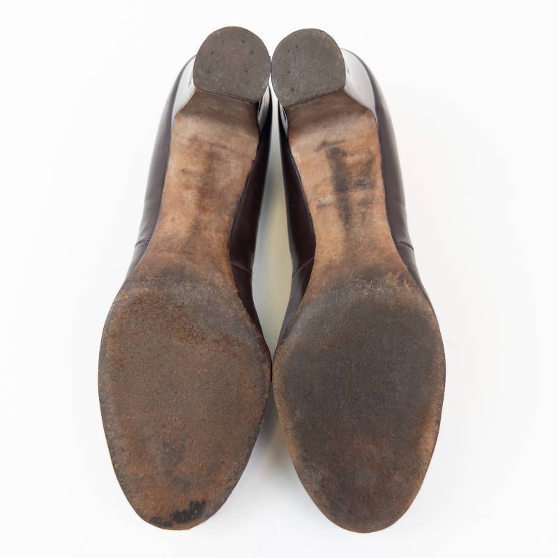 lot 167 image: Vintage Brown Leather Pumps - Round-Toe, Mid-Heel - Womens Shoes