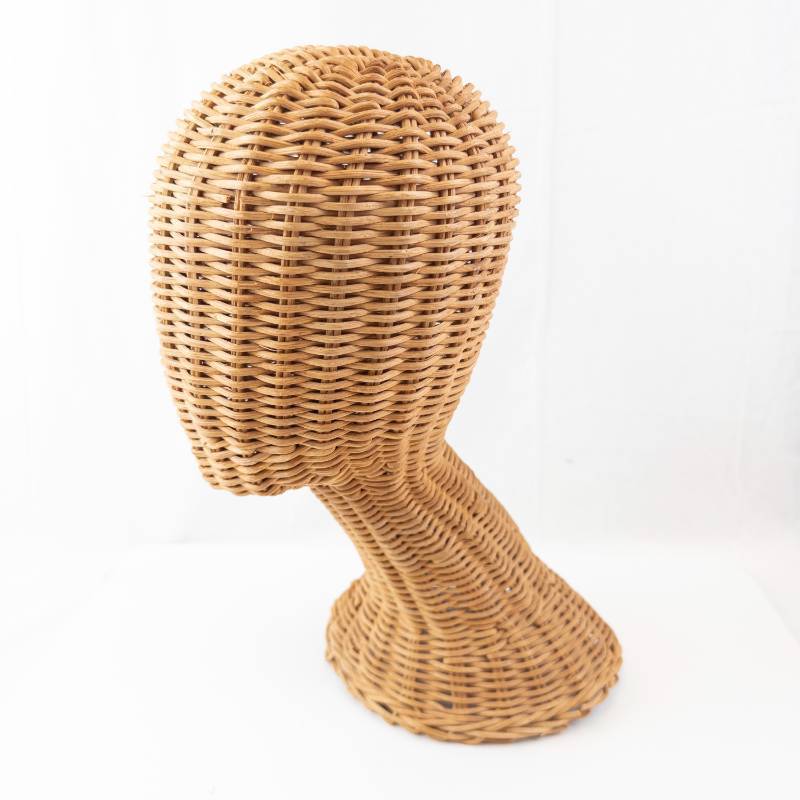 lot 191 image: Natural Rattan Head Bust - Woven Hat Display Stand for Home or Shop