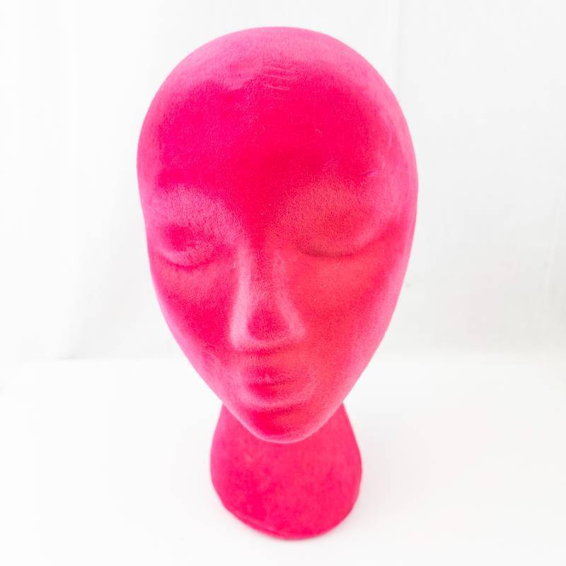 lot 192 image: Pink Foam Wig Head Display - Mannequin Head with Neck for Wigs