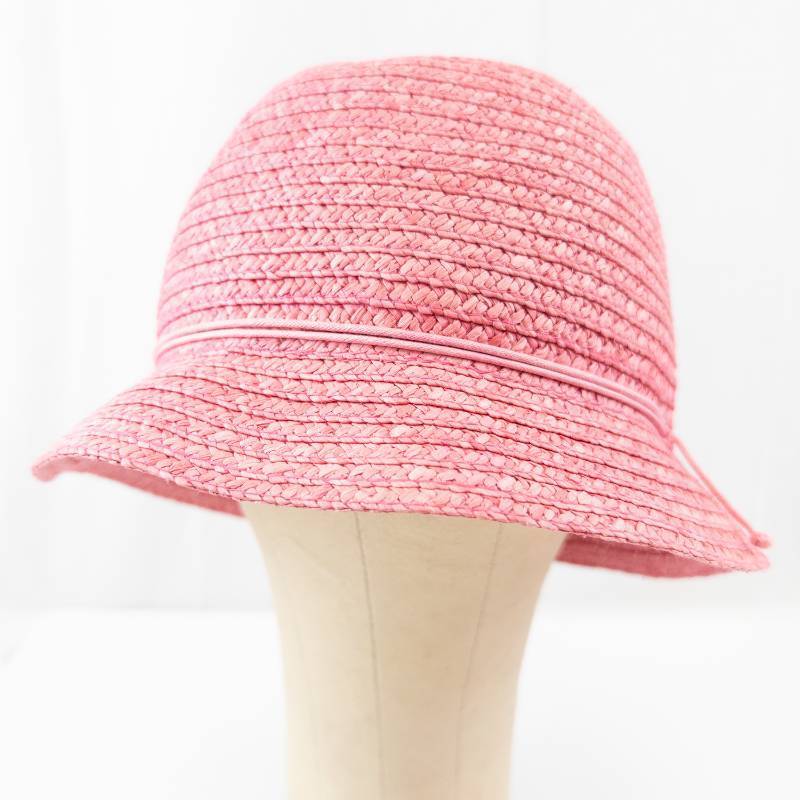 lot 59 image: Betmar New York Pink Woven Straw Sun Bucket Hat with Band