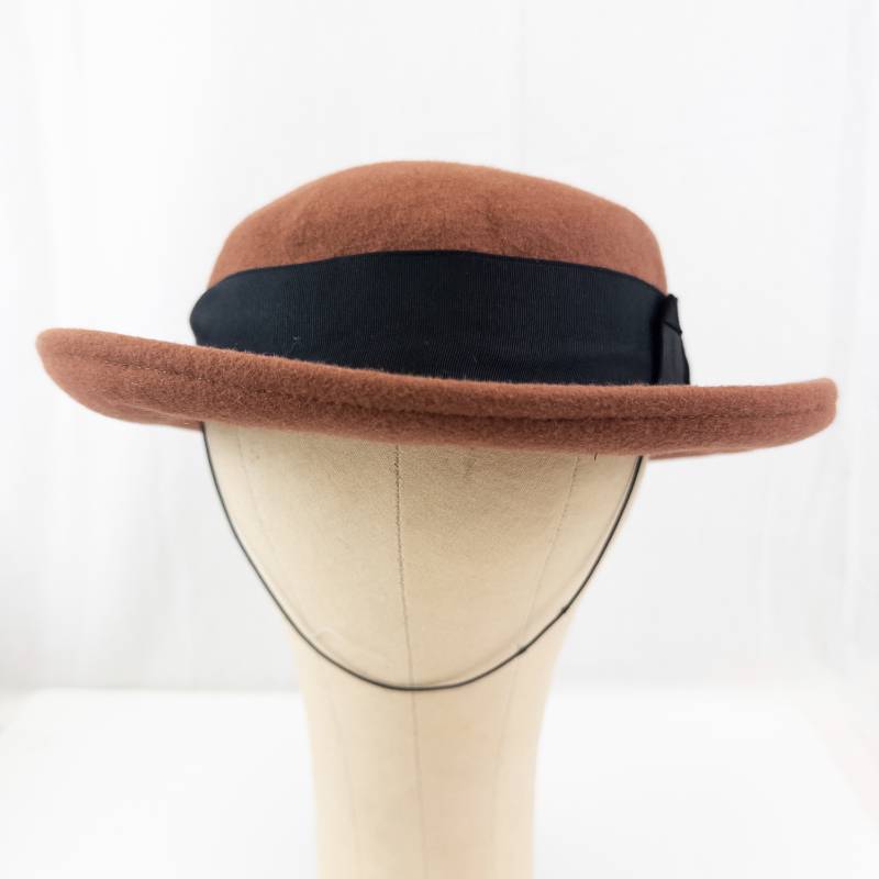 lot 61 image: Brown Wool Felt Hat with Wide Brim & Black Grosgrain Band