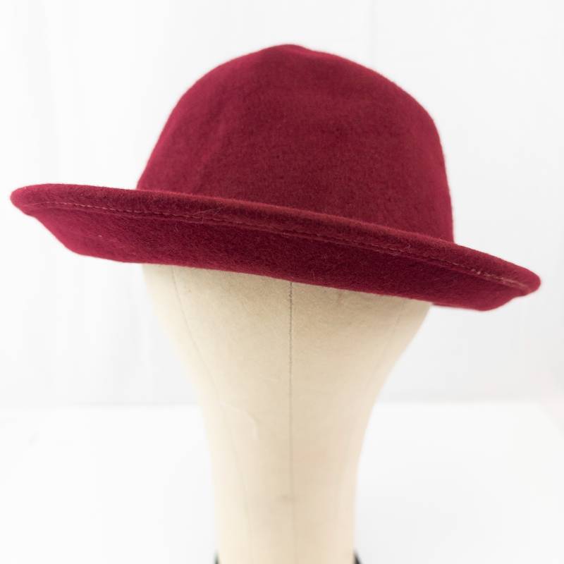 lot 79 image: Burgundy Velvet Felt Hat - Wide Brim Fedora Style