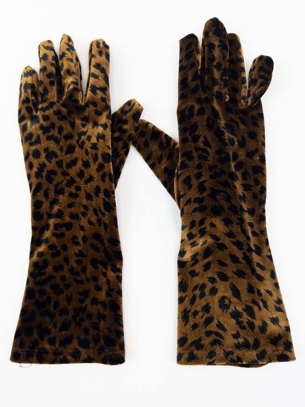 lot 95 image: Vintage Leopard Print Long Gloves - Womens Opera Length Fashion Gloves