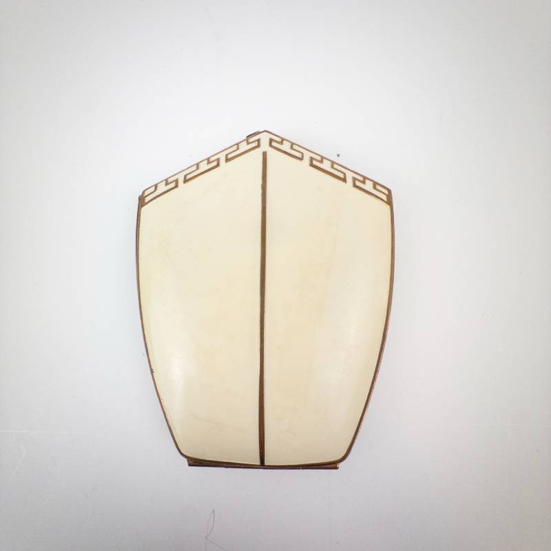 lot 255 image: Elgin American Shield-Shaped Vanity Compact with Mirror - Gold Tone, Vintage