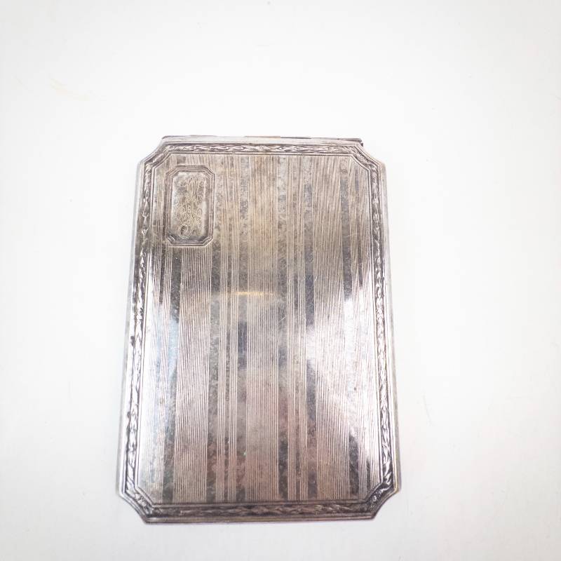 lot 270 image: Silver-Plated Cigarette CaseHolder - Vintage Hinged with Two Interior Slots