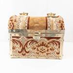 Borsa Bella Italy Vintage Box Clutch - Tapestry Floral Brown/Gold