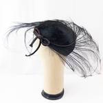 Norman Durand Original Fascinator Headpiece - Black Velvet Disk & Feathers