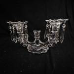 Crystal Two-Arm Candelabra with Hanging Prism Drops