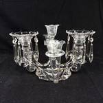 Crystal Two-Arm Candelabra with Hanging Prism Drops