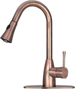 lot 2 image: Akicon   Antique Copper Single Handle Deck-mount Pull-down Kitchen Faucet