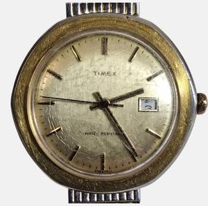 lot 21 image: Vintage Timex Marlin Gold-tone Manual Wind Watch with Date Feature.