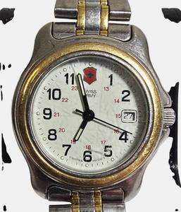 lot 26 image: Vintage 1990s Swiss Army Officers Field Watch from Victorinox Series , featuring a two-tone stainless steel design.