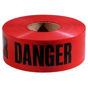 lot 41 image: Four rolls of 1,000-foot red Danger barricade tape, 3 inches wide.