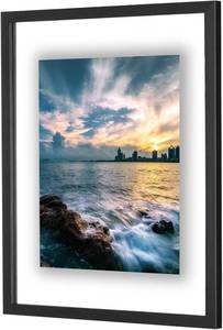 lot 46 image: ONE WALL   16x20 Inch Floating Frame, Black Wood Double Glass Float Picture Frame Display