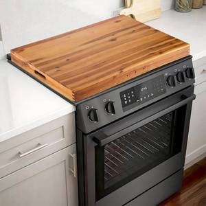 lot 53 image: Stove Top Covers for Electric and Gas Stoves - Acacia Wood Noodle Board - Wooden Sink Cover for Extra Counter Space (Walnut Color)