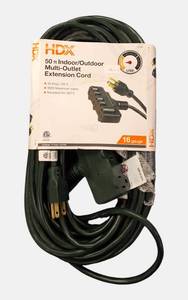 lot 58 image: HDX 50 ft. 163 Tri-Tap IndoorOutdoor Landscape Extension Cord, Green