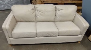 lot 73 image: 3 Seat White Leather Couch