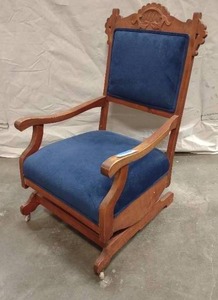 lot 52 image: Vintage Antique Upholstered Glider Chair