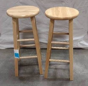 lot 42 image: Matching Light Color Wood Bar Stools