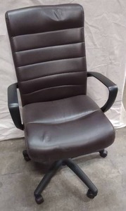 lot 19 image: Eurotech Manchester High-Back Brown Leather Office Chair
