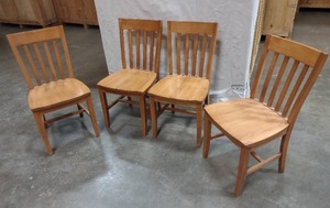 lot 23 image: 4 Solid Wooden Dining Chairs