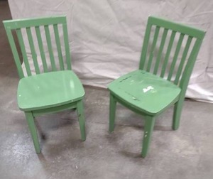 lot 26 image: Matching Green Wooden Small Child Chairs