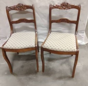 lot 34 image: Matching Duncan Phyfe Style Rose Back Chairs