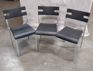 lot 35 image: 3 Ikea Lavar Black Placstic and Metal Dining Chairs