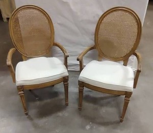 lot 38 image: Matching French Country Louis XVI Style Oval Cane Back Arm Chair