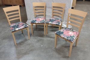 4 Floral Pattern Wooden Dining Chairs