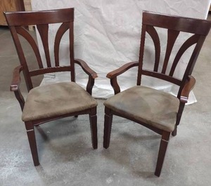 lot 7 image: Matching Upholstered Dining Arm Chairs