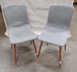 lot 8 image: Matching Upholstered Chairs Metal Legs
