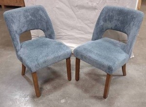 lot 10 image: Matching Upholstered Grey Dining Chairs