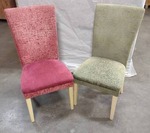 Matching Green and Red Straight Dining Chairs