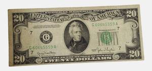 lot 2 image: 1950- No Motto - $20 Federal Reserve Note