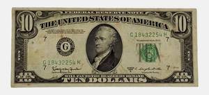 lot 3 image: 1950-D- No Motto- $10 Federal Reserve Note