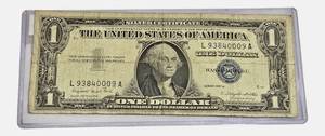 lot 16 image: 1957 - A - Off Cut -  $1 Federal Reserve Note