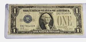 lot 18 image: 1928 - A - Cut Off - FUNNY BACK-  $1 Federal Reserve Note