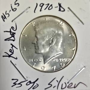 lot 52 image: 1970-D - MS-65, 35% silver, key date coin.