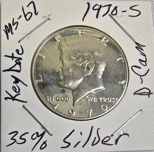 lot 53 image: 1970-S, MS-67, Deep Cameo, 35% Silver, Key Date.
