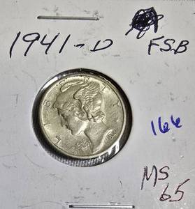 lot 57 image: 1941-D Dime, MS65, FSB