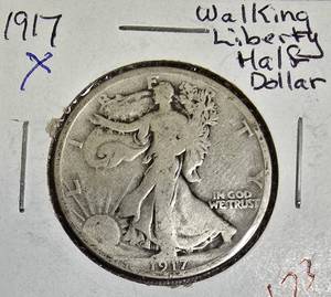 lot 66 image: 1917 Walking Liberty Half Dollar.