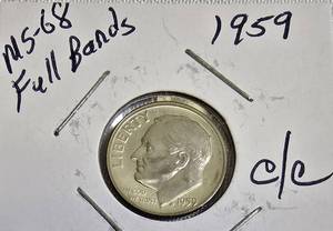 lot 76 image: 1959 Dime, MS-68 Full Bands, certified coin.
