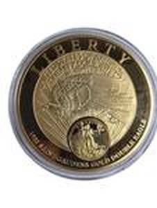 lot 82 image: Massive Rare American Mint COPY of one of the greatest US coins ever made, 24K plated.