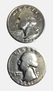 lot 88 image: 1941 and 1942 Washington Silver Quarters
