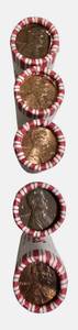lot 93 image: Five rolls of unsearched pennies from a bank box dates and mint marks are unknown.